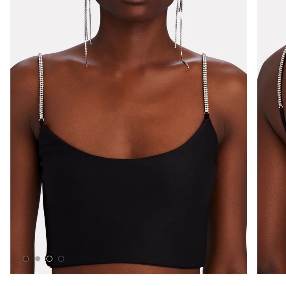 Crystal Embellished Black Crop Top Size Medium